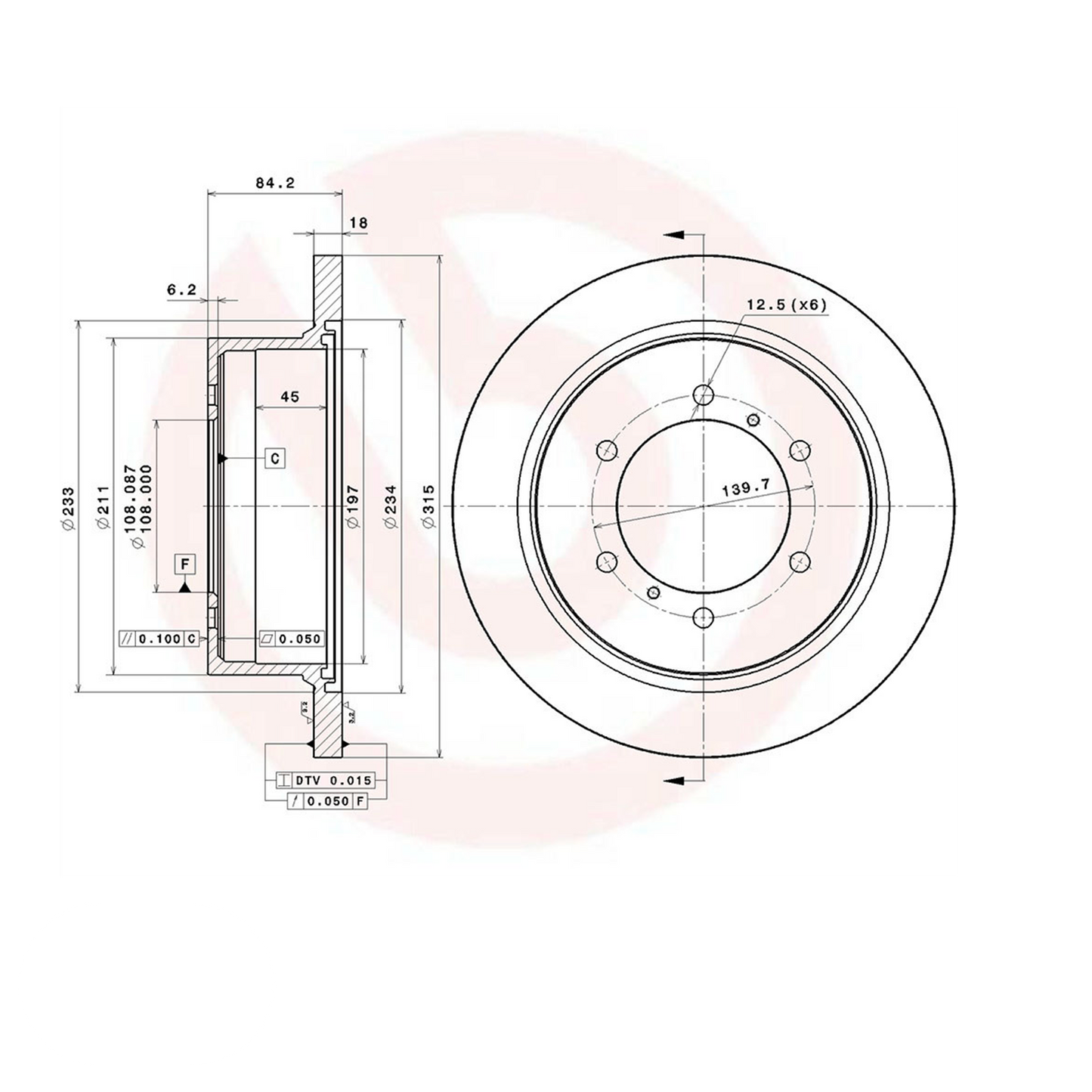 Brembo REAR Brake Discs DELICA L400 1994-2006