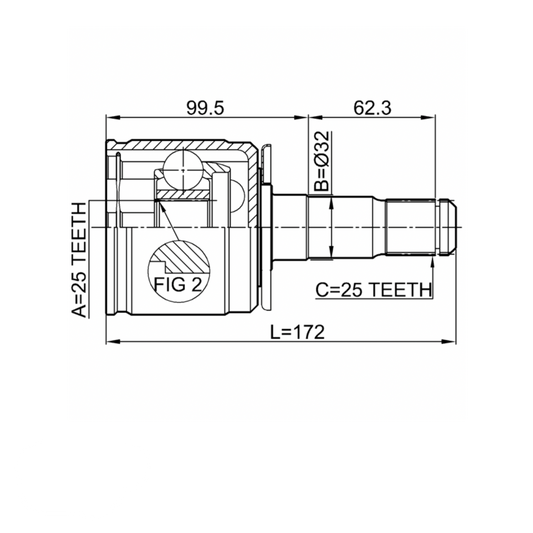 CV Axle INNER LEFT Kit Delica L400 1994-2006