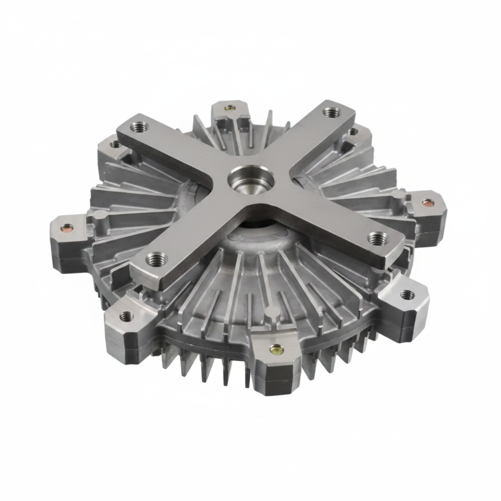 OEM replacement radiator fan clutch for Mitsubishi Delica L400 4M40 2.8L turbo diesel engine (1994–2007), thermostatic cooling fan clutch with 4-bolt mounting.