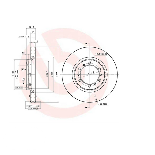 FRONT Rotors Disc Brakes - DELICA L400 1994-2006