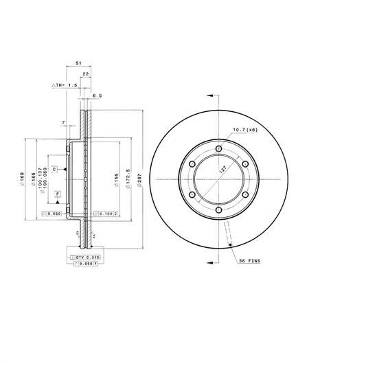 FRONT Brake Rotors HIACE 1989-1993