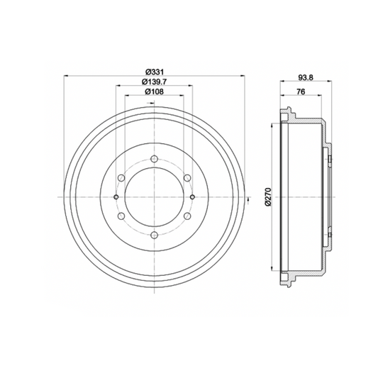 REAR Brake DRUM DELICA L400 1994-2006
