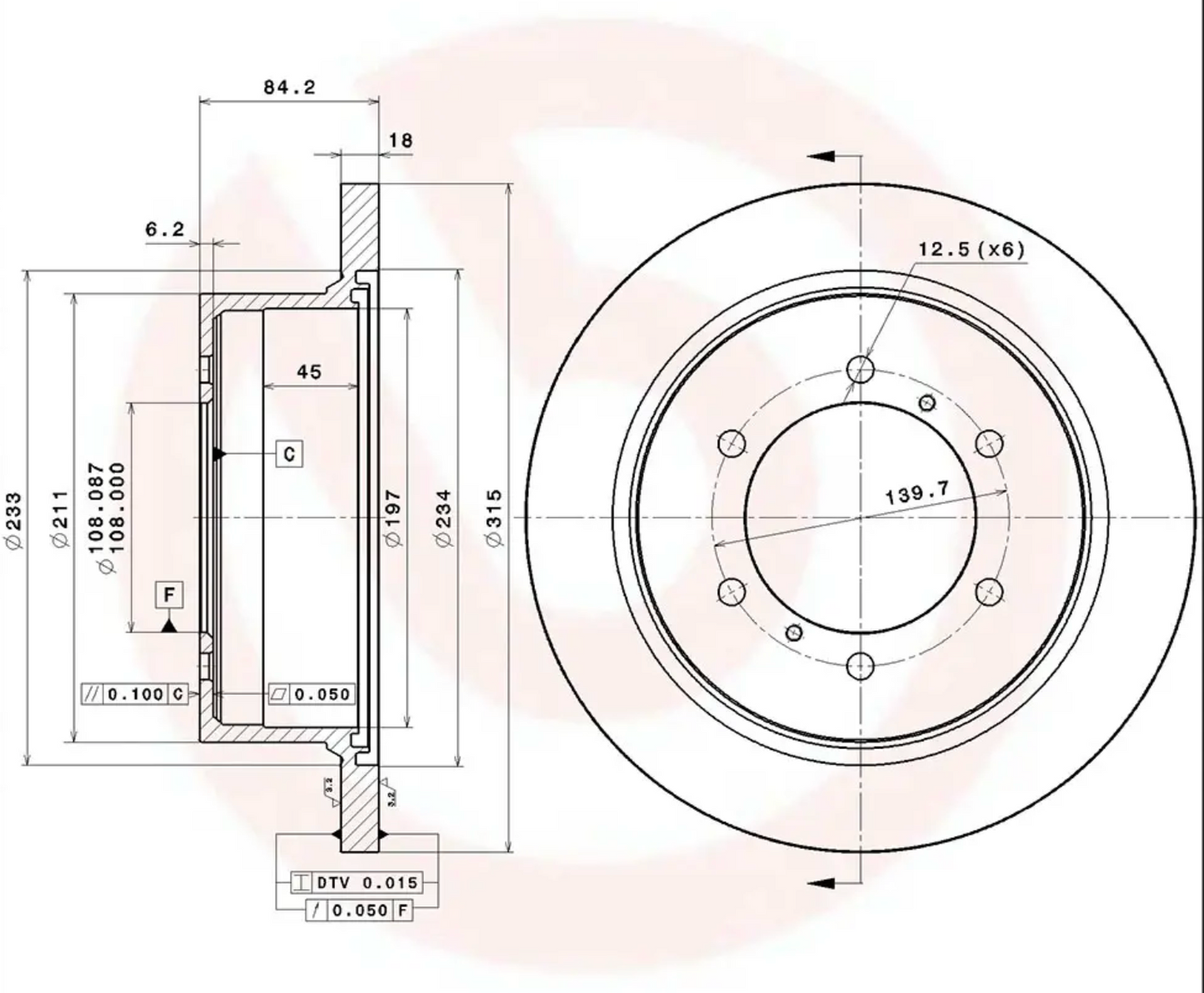 ブレンボ リアブレーキディスク デリカ L400 1994-2006