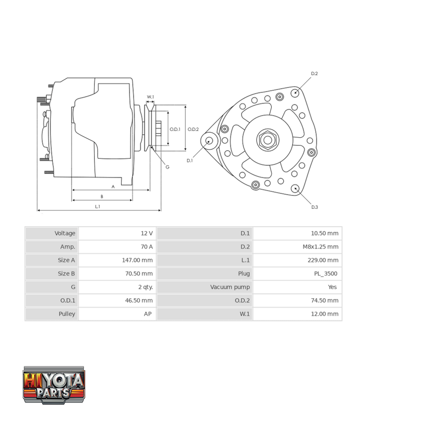 Alternator Hiace 3l- 1989-2004