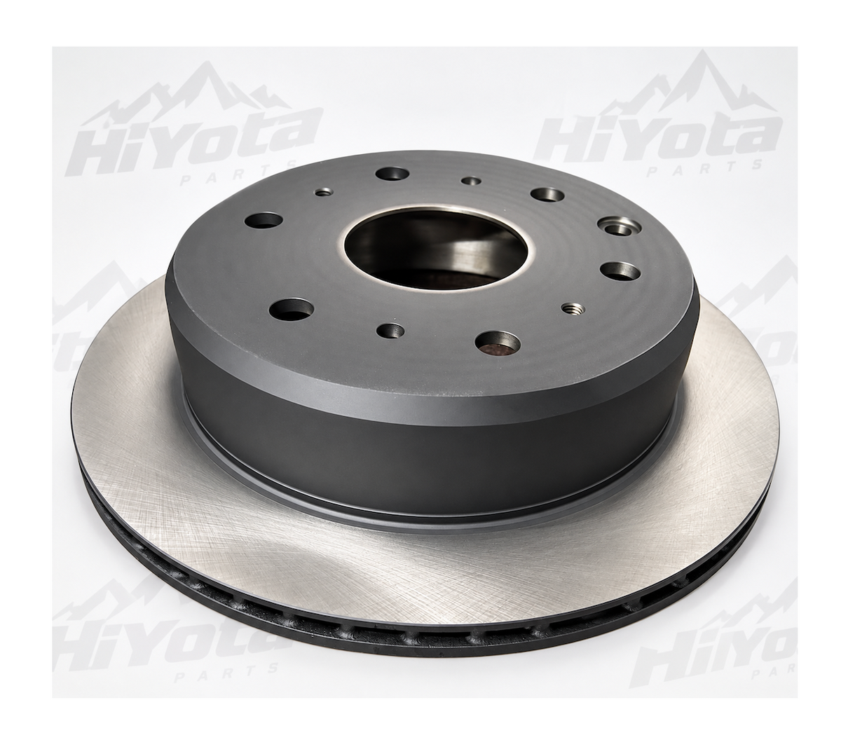 HiYota rear brake disc rotor pair for Toyota Grand HiAce, Granvia, Regius and Touring HiAce. 295 mm, 6-lug cast iron rotors. Available as two rear rotors or a complete package with rear brake pads. OEM 42431-26160