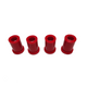 Four red polyurethane bushings for rear spring shackles, displayed against a white background with the HiYota logo and Toyota logo in the corner.