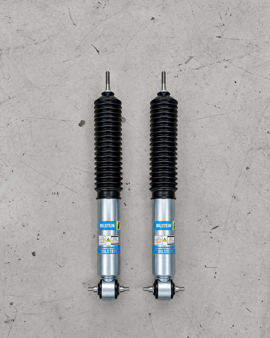 Bilstein B8 front shock absorbers for Mitsubishi Delica L300 with 4–6 inch lift, heavy-duty gas pressure shocks sold as a pair for lifted off-road suspension.