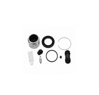 Delica L300 single-piston front brake caliper repair kit with piston, seals, dust boot, retaining ring, grease, and bleeder screw.