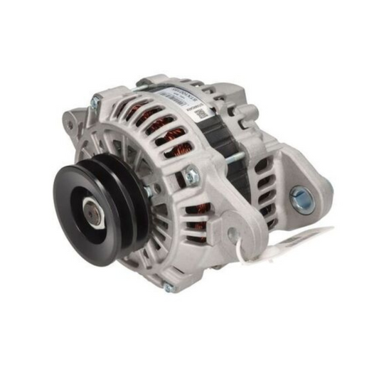 Alternator for a 2.8L diesel engine, with a double pulley system and various connectors.


