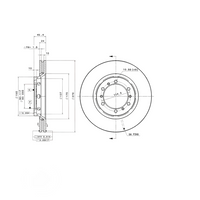 Front brake disc rotor for Mitsubishi Delica L400 1994–2006, HiYota premium vented 6-bolt brake rotor, OEM replacement MB895730.