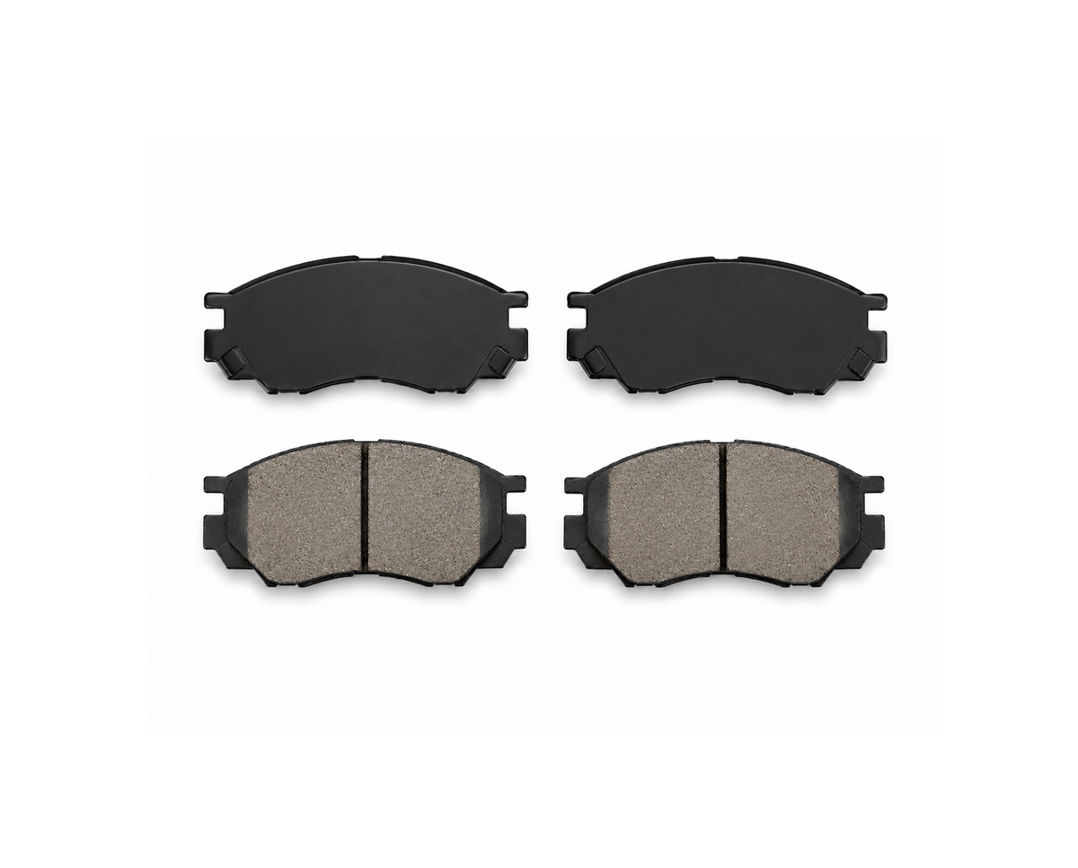 Front brake pad set for Mitsubishi Delica L400 2WD 5-bolt disc brakes, premium replacement brake pads, replaces AY040MT008, DBP511119, MR205256, MR205257, MR389547, MR389550, MR510680, X3511009.