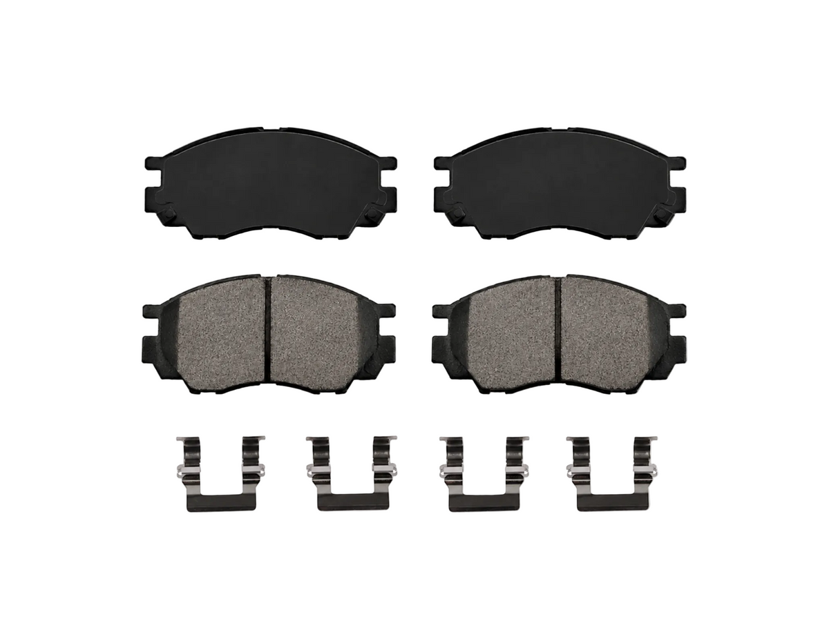Front brake pad set for Mitsubishi Delica L400 2WD 5-bolt disc brakes, premium replacement brake pads, replaces AY040MT008, DBP511119, MR205256, MR205257, MR389547, MR389550, MR510680, X3511009.