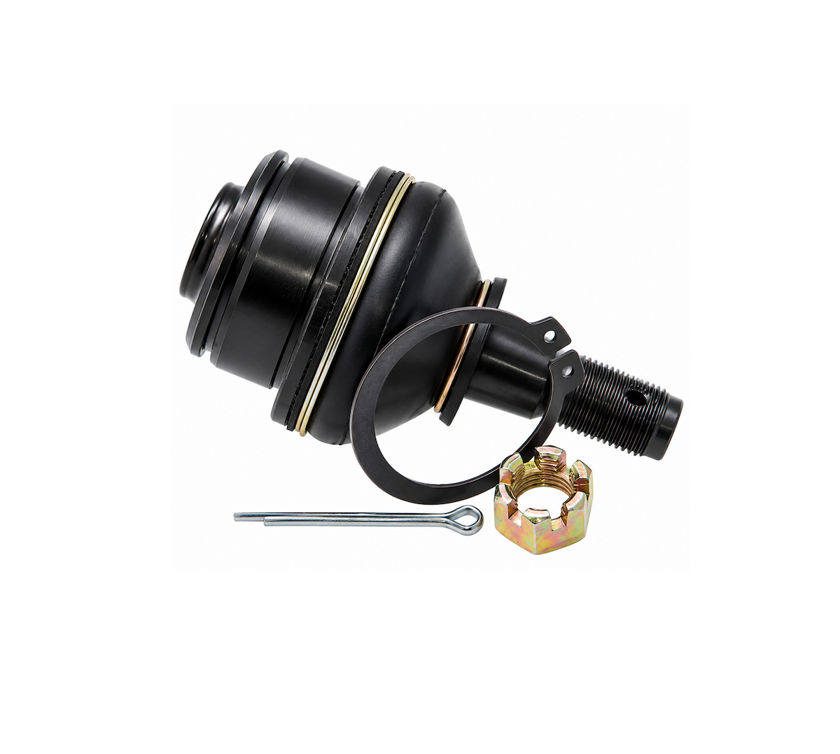 Front lower press-in ball joint for Toyota HiAce H200 2004–2018 Variant 2, with retaining circlip, castle nut and cotter pin, fits left or right side.