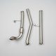 HiYota 3-inch stainless steel turbo-back exhaust system for Toyota Hiace KZH106 1KZ-TE (1993–2004), made in Canada with V-band connections and mandrel-bent tubing.