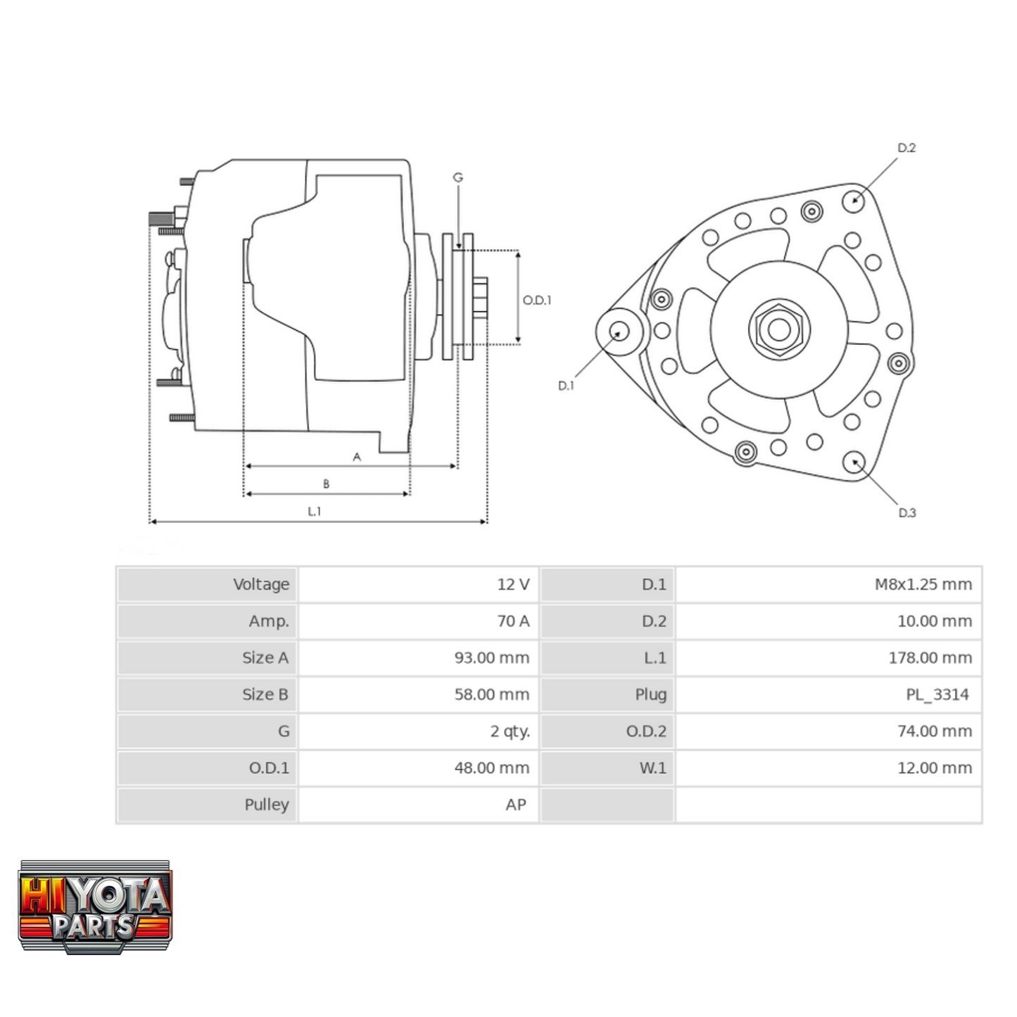 AS Alternator Hiace 1KZT- 1994-2004