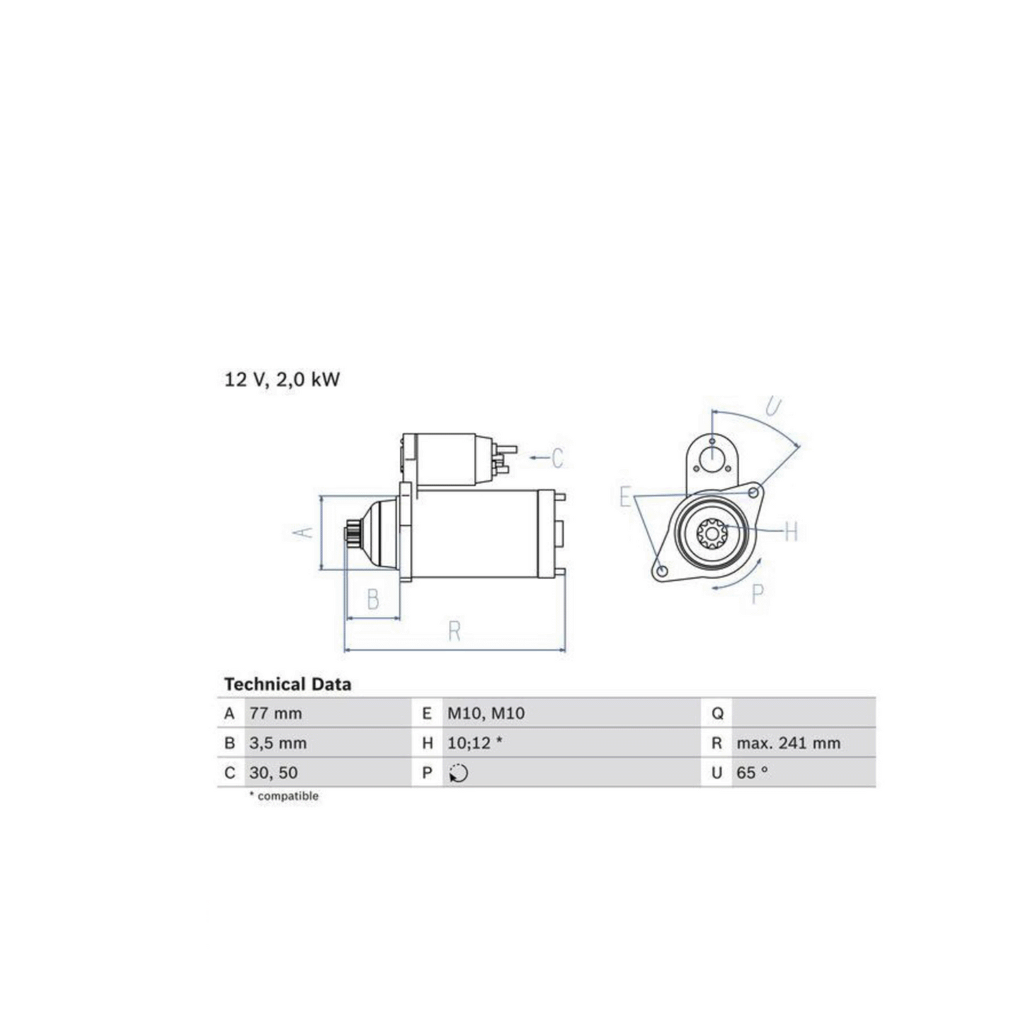 Starter Motor Delica L300 1990-1993 Bosch