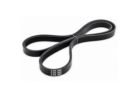 Mitsubishi Delica L400 2.4L 4G64 gasoline alternator belt 4PK985, OEM MD186125, replacement 4-rib accessory drive belt.