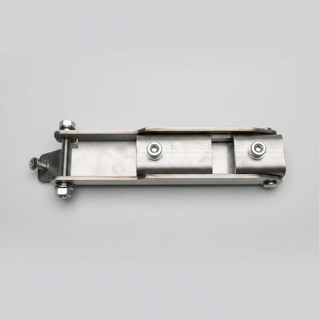 100% stainless steel sliding door extension for Mitsubishi Delica L400 1994–2006, Made in Canada, designed to provide extra door clearance for oversized fender flares and camper conversions.