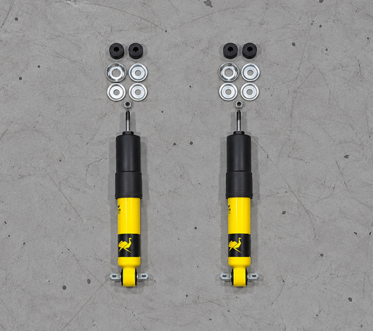 Old Man Emu front shock absorbers for Mitsubishi Delica L300, heavy-duty premium suspension shocks sold as a pair for improved handling, stability, off-road and overland performance.