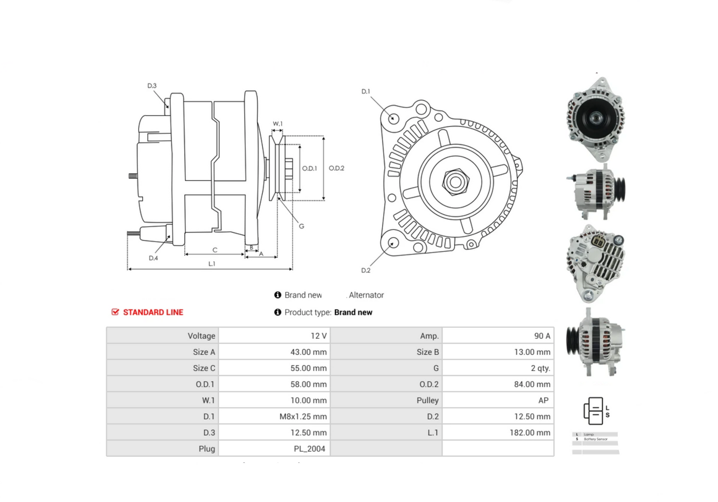オルタネーター デリカ L400 1994-2006 2.8L 4m40 ディーゼル