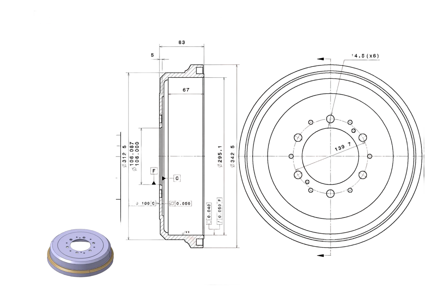 リアブレーキドラム ハイエース 1989-2004