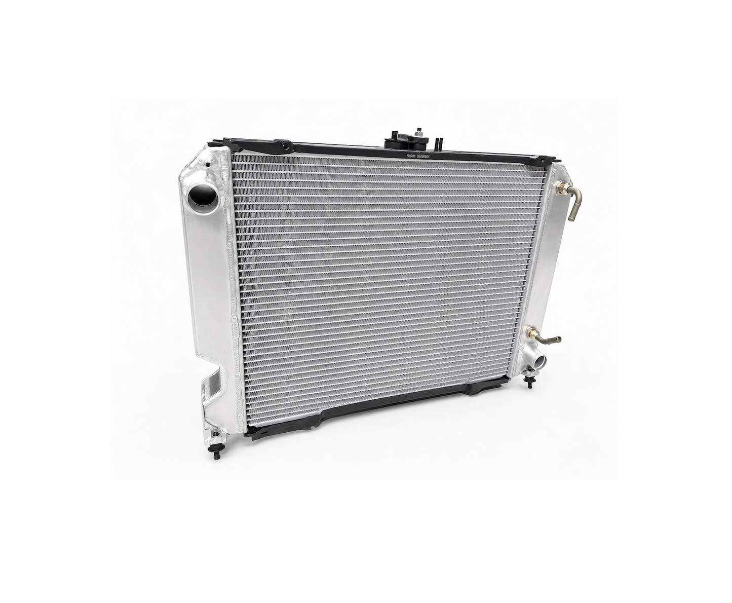 Toyota HiAce 1KZ-TE diesel all-aluminum radiator for select 1993–2004 models, HiYota Parts heavy-duty replacement radiator with welded aluminum tanks, integrated fittings and high-efficiency cooling core.