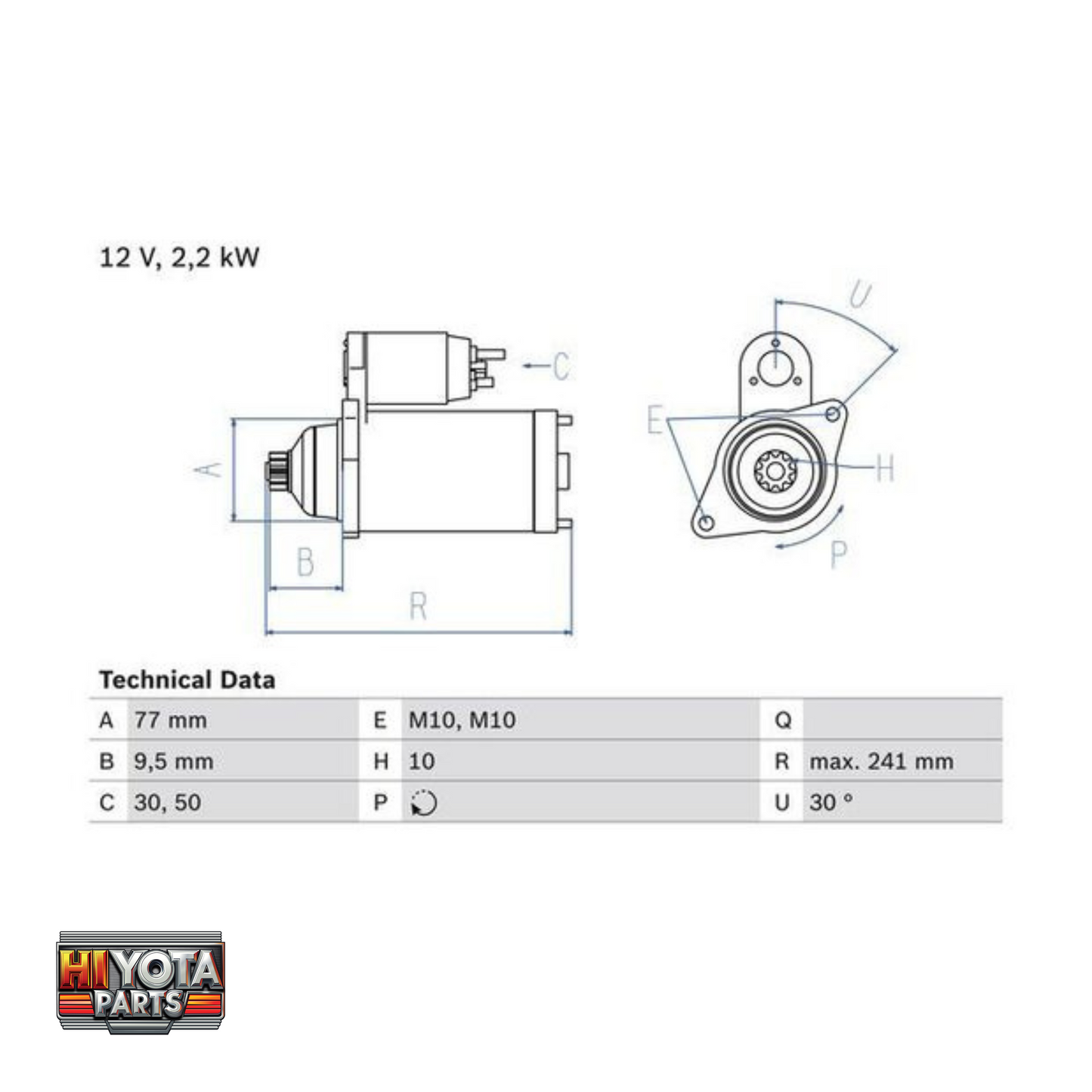 Starter Motor 2.8L 4m40 Delica L400 1994-2006