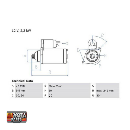 Starter Motor 2.8L 4m40 Delica L400 1994-2006