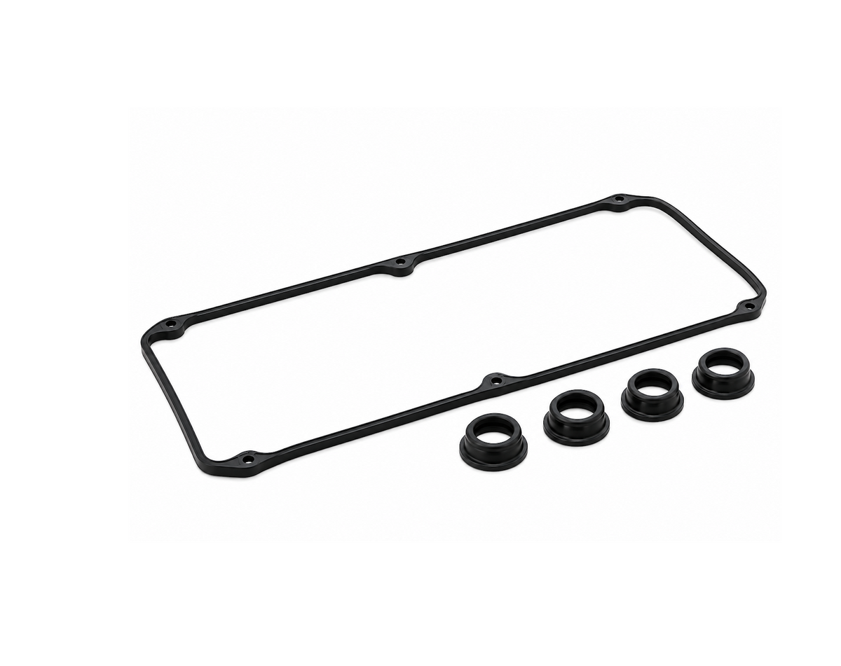 Valve cover gasket set for Mitsubishi Delica L400 2.4L gasoline 4G64 engine 1994–2006, German-made replacement rocker cover gasket with four spark plug tube seals, OEM MD188435.