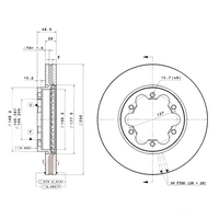 Vented Front Brake Disc Rotors Hiace 1993-2004